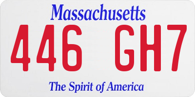 MA license plate 446GH7