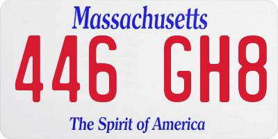 MA license plate 446GH8