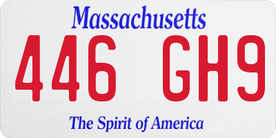MA license plate 446GH9