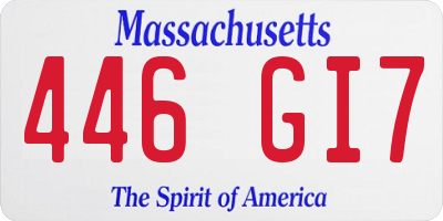 MA license plate 446GI7
