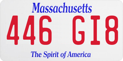 MA license plate 446GI8