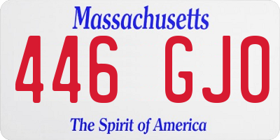 MA license plate 446GJ0