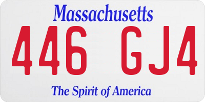 MA license plate 446GJ4