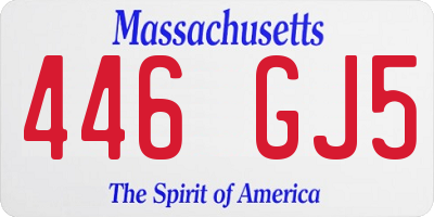 MA license plate 446GJ5