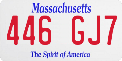 MA license plate 446GJ7