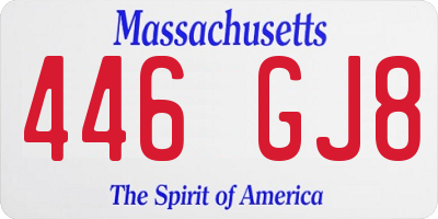 MA license plate 446GJ8