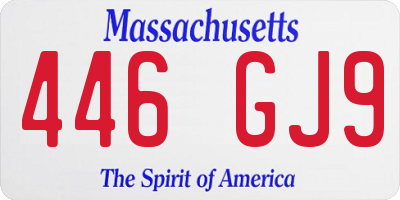 MA license plate 446GJ9
