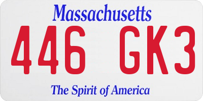 MA license plate 446GK3