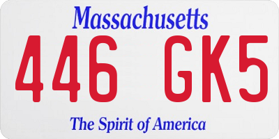 MA license plate 446GK5