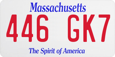 MA license plate 446GK7