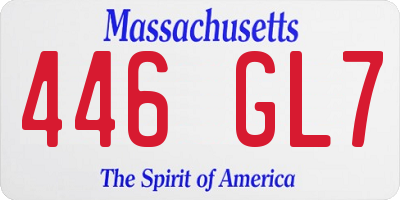 MA license plate 446GL7
