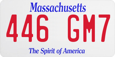 MA license plate 446GM7