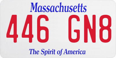 MA license plate 446GN8