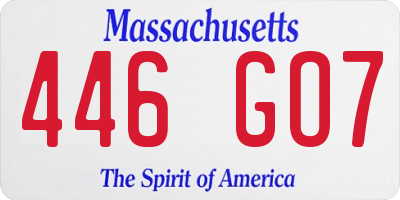 MA license plate 446GO7