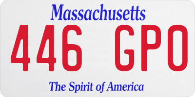 MA license plate 446GP0