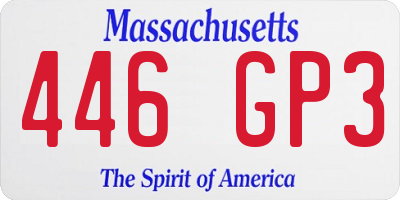 MA license plate 446GP3