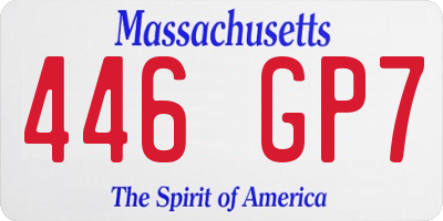 MA license plate 446GP7
