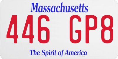 MA license plate 446GP8