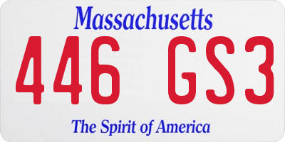 MA license plate 446GS3