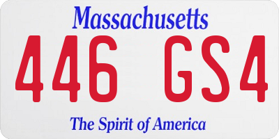MA license plate 446GS4
