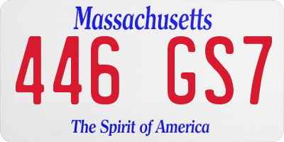 MA license plate 446GS7