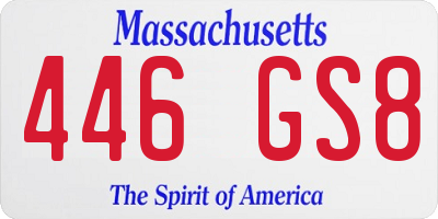 MA license plate 446GS8