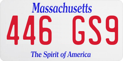 MA license plate 446GS9