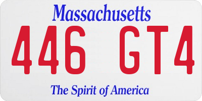 MA license plate 446GT4
