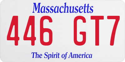 MA license plate 446GT7