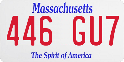 MA license plate 446GU7