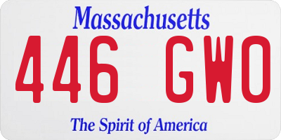 MA license plate 446GW0