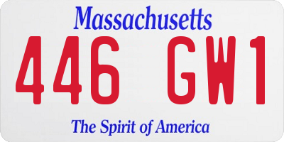MA license plate 446GW1