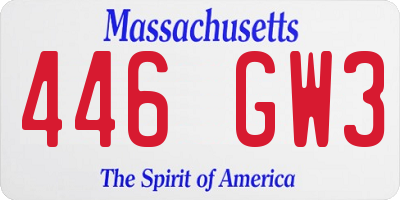 MA license plate 446GW3