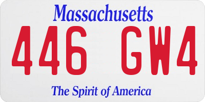 MA license plate 446GW4