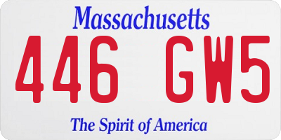 MA license plate 446GW5