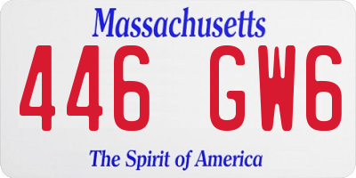 MA license plate 446GW6