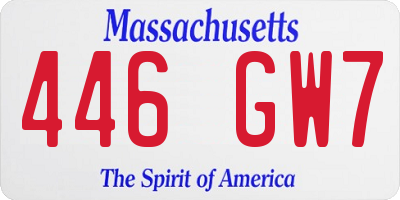 MA license plate 446GW7