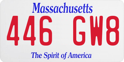 MA license plate 446GW8