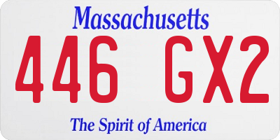 MA license plate 446GX2
