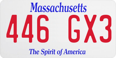 MA license plate 446GX3