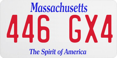 MA license plate 446GX4
