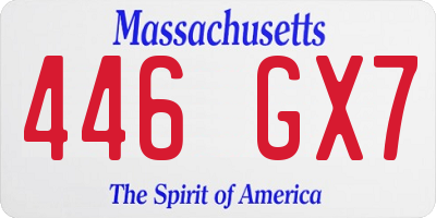 MA license plate 446GX7