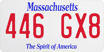 MA license plate 446GX8