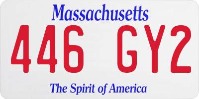 MA license plate 446GY2