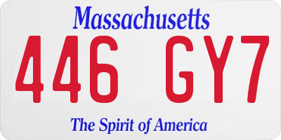 MA license plate 446GY7