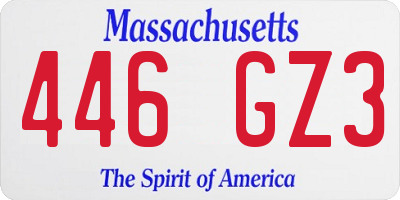 MA license plate 446GZ3