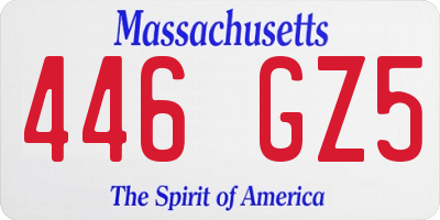 MA license plate 446GZ5