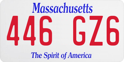 MA license plate 446GZ6