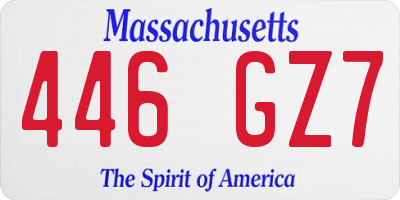 MA license plate 446GZ7