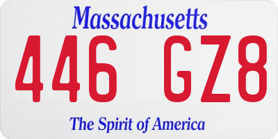 MA license plate 446GZ8